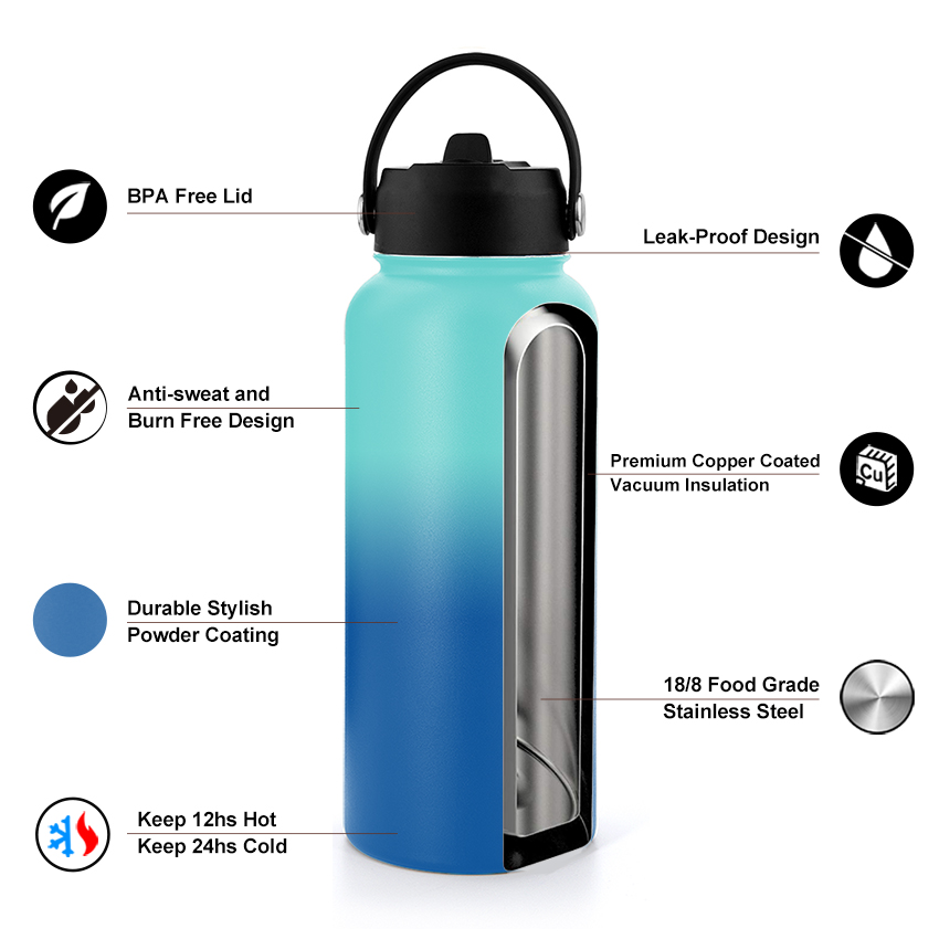 Double wall stainless steel 304, the most popular beauty is easy to carry, and the thermal insulation water bottle supports customization