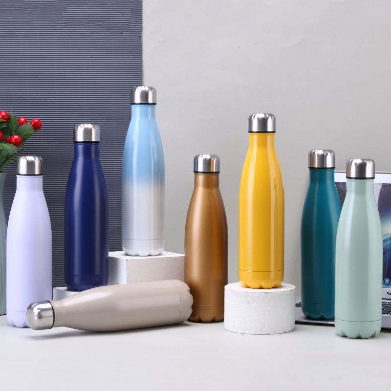 senhua sports water bottle lightweight twist-capthermos riple Insulated shatterproof dtainless steel with carrying pouch, Indigo bllack gradient