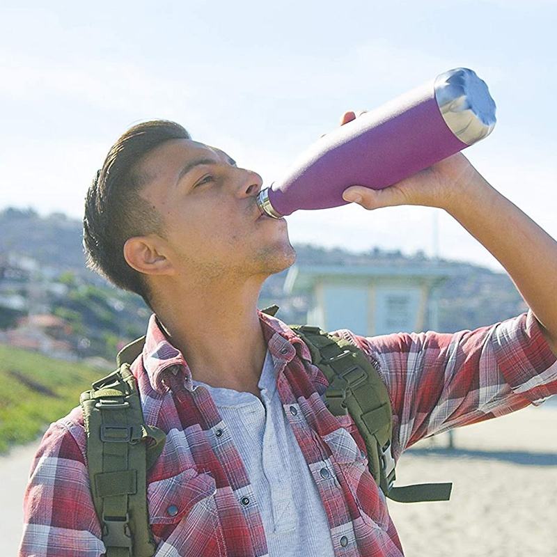 senhua sports water bottle lightweight twist-capthermos riple Insulated shatterproof dtainless steel with carrying pouch, Indigo bllack gradient