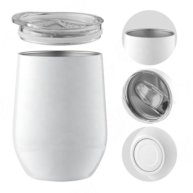 Hot Stainless Steel Stemless wine glass stainless steel Insulated Reusable Egg Wine Tumbler Cup With Lid