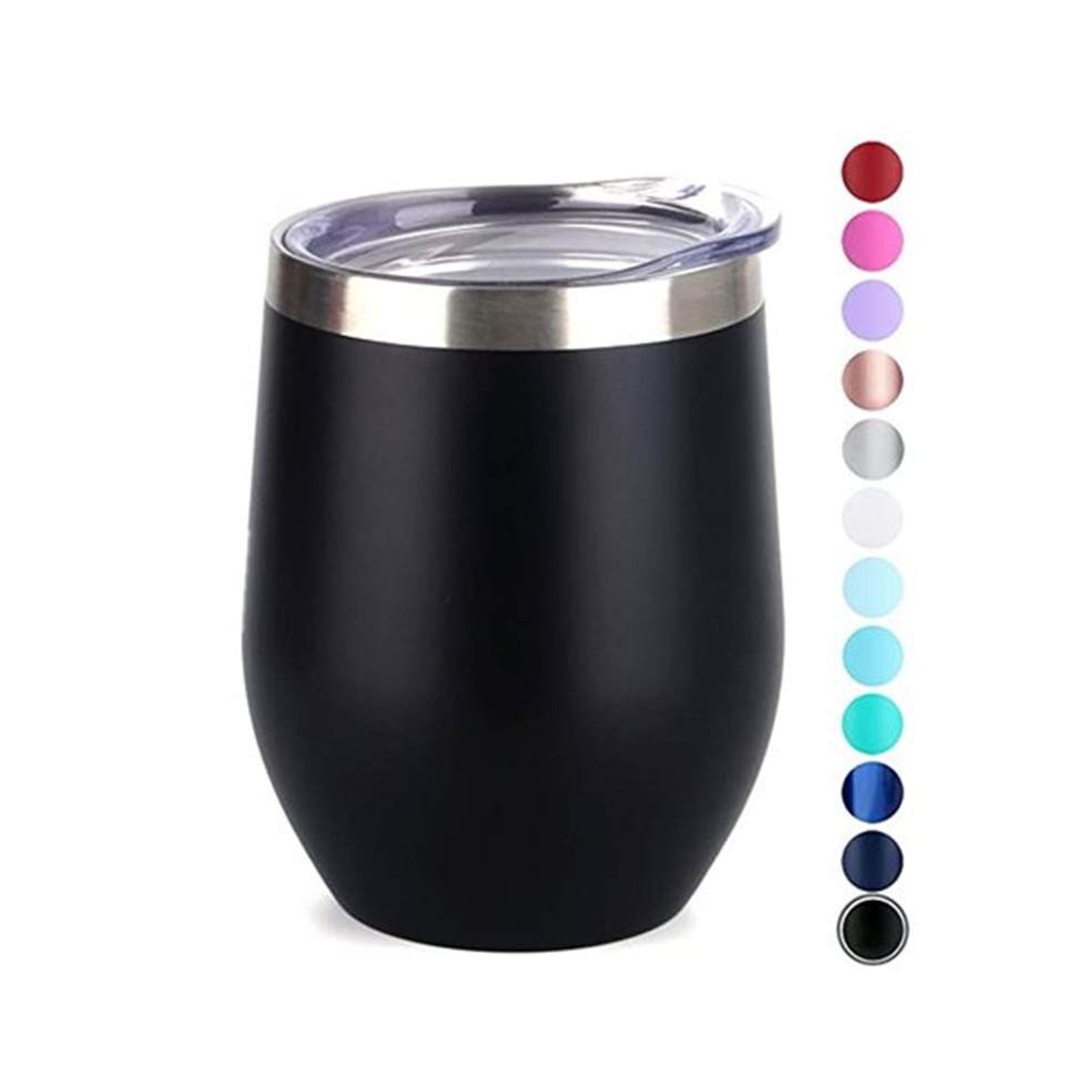 Hot Stainless Steel Stemless wine glass stainless steel Insulated Reusable Egg Wine Tumbler Cup With Lid