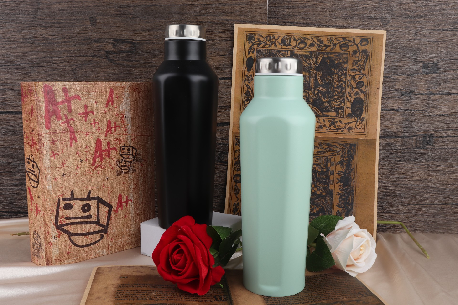 SENHUA Insulated Water Bottle, 500ML Stainless Steel Water Bottles, Double Wall Vacuum Reusable Water Bottles Leak Proof BPA-FREE Sports Bottle Cup Keep Hot&Cold for Running Gym Workout Cycling